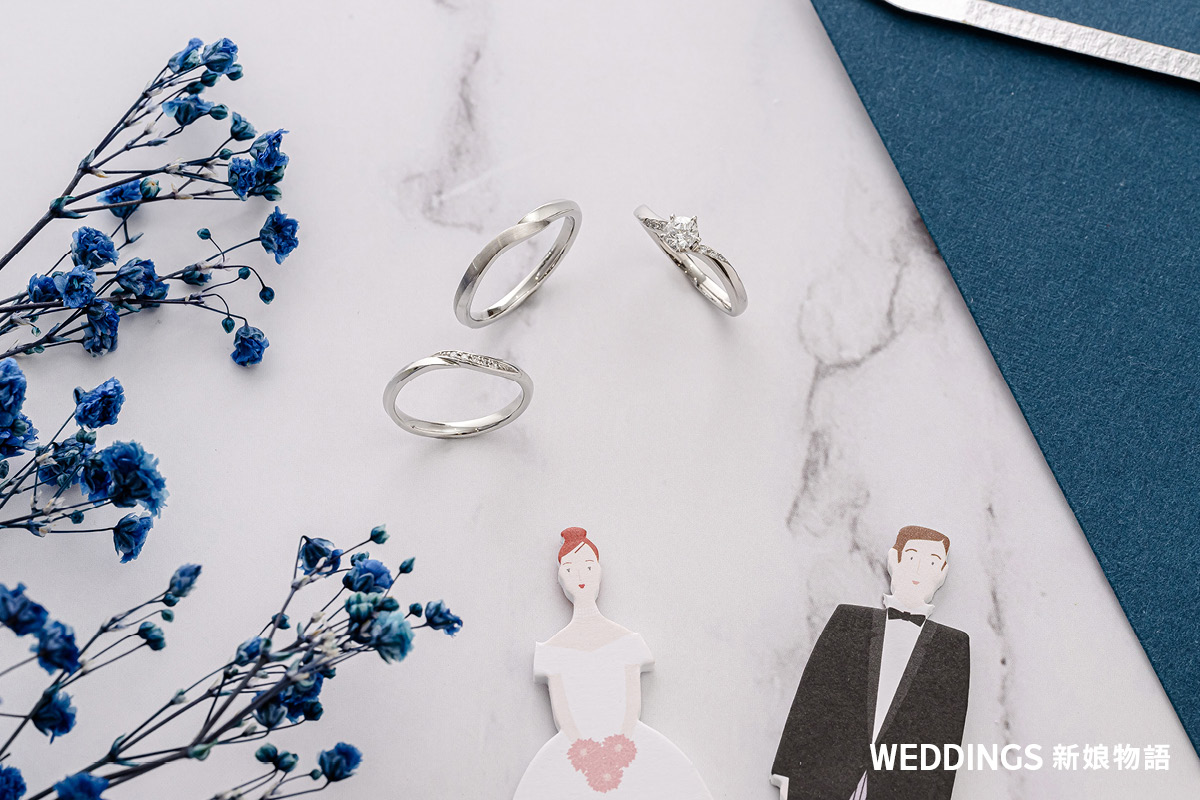 求婚戒與結婚對戒套戒搭配 套戒搭配示意,求婚戒指與結婚對戒疊戴效果