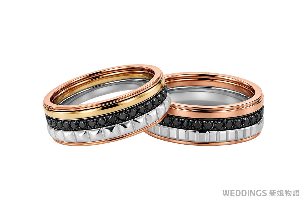 TRACEY CHEN MY OWN 黑鑽與多色 18K 金婚戒