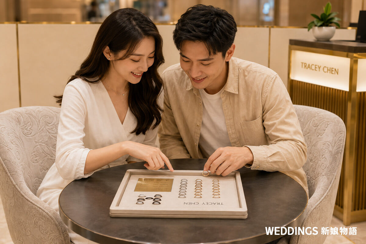 新人於 TRACEY CHEN 門市挑選 MY OWN 婚戒